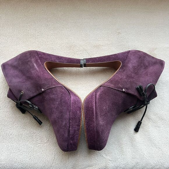 Rag & Bone Purple Suede Lace Up Ankle Heeled Boots Booties Women's EU 38 US 8 - Picture 7 of 16